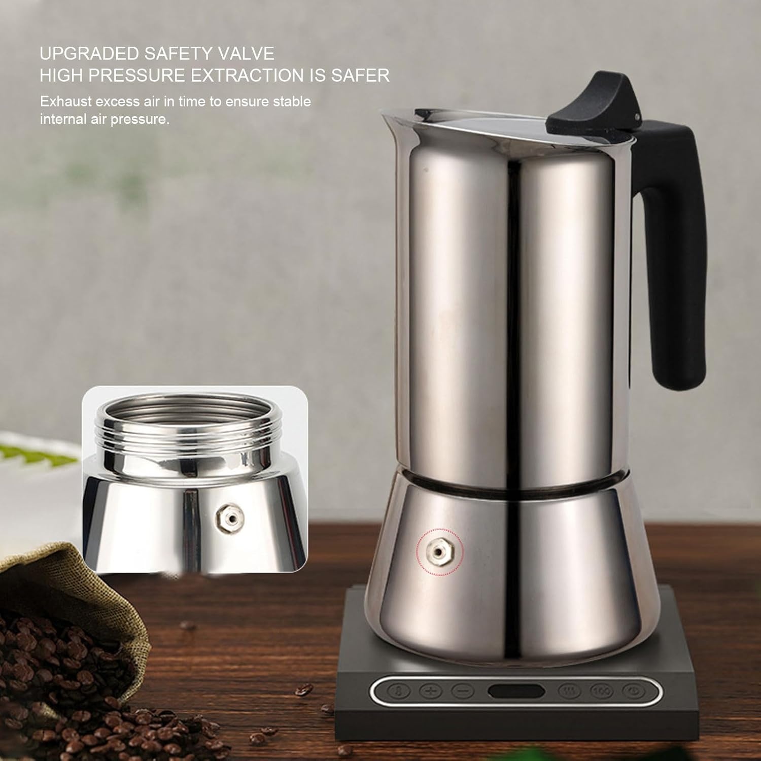 One Two Cups Moka Pot Teko Kopi Espresso Coffee Maker Stovetop 2 Cup 100ml - Z70 Gambar produk One Two Cups Moka Pot Teko Kopi Espresso Coffee Maker Stovetop 2 Cup 100ml - Z70 - 4