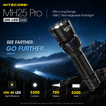 NITECORE Senter LED NiteLab UHi 40 Tactical IP68 3300 Lumens - MH25 Pro