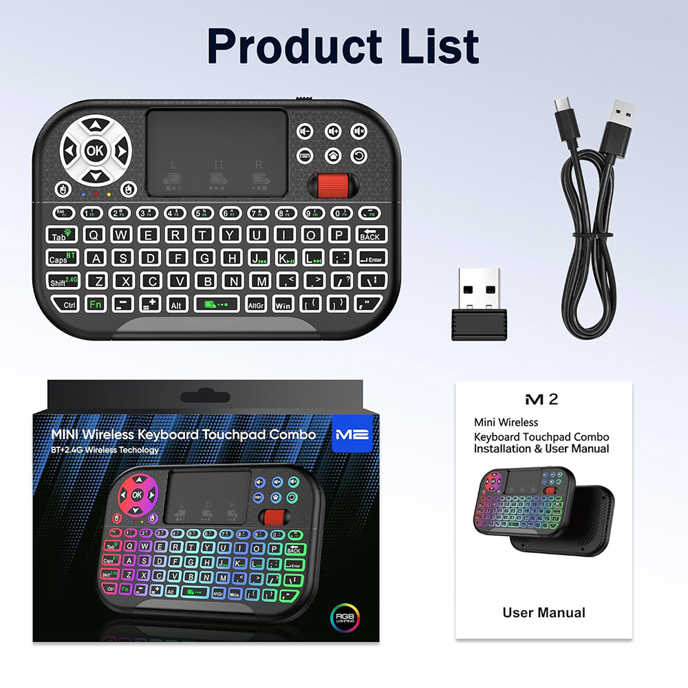 IDEA Keyboard Mini Touchpad Air Mouse Dual Mode 2.4GHz Bluetooth - M2 Gambar produk IDEA Keyboard Mini Touchpad Air Mouse Dual Mode 2.4GHz Bluetooth - M2 - 6