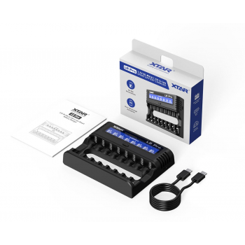 Gambar produk XTAR Charger Baterai 8 Slot AA AAA Li-Ion Ni-MH LCD Display USB Type C - L8 Pro - Kemasan
