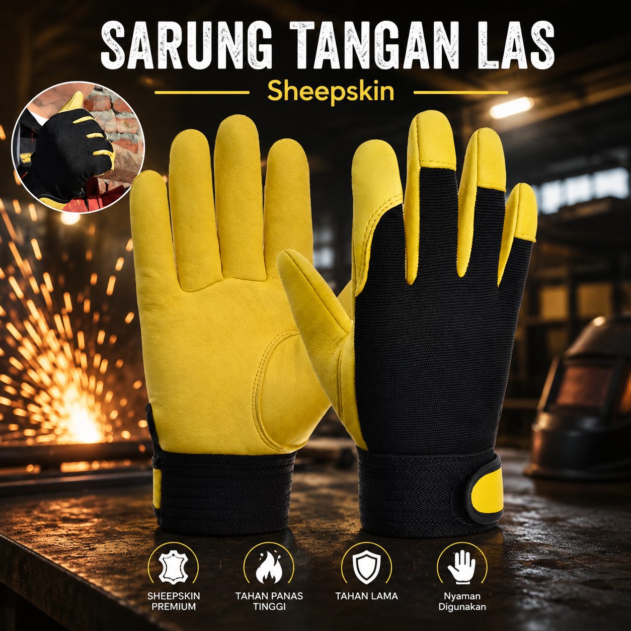 ArmaDES Sarung Tangan Las Kulit Domba Sheepskin Welding Gloves XL - STL-20 Gambar produk ArmaDES Sarung Tangan Las Kulit Domba Sheepskin Welding Gloves XL - STL-20 - Utama