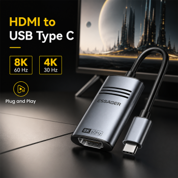 ESSAGER Kabel Adapter HDMI to USB Type C Laptop Macbook 8K 60Hz 120mm - ES-OTG23