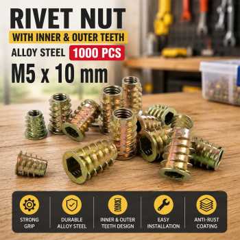 LIUYI Mur Rivet Nut with Inner Outer Teeth Alloy Steel 1000 PCS - JR20