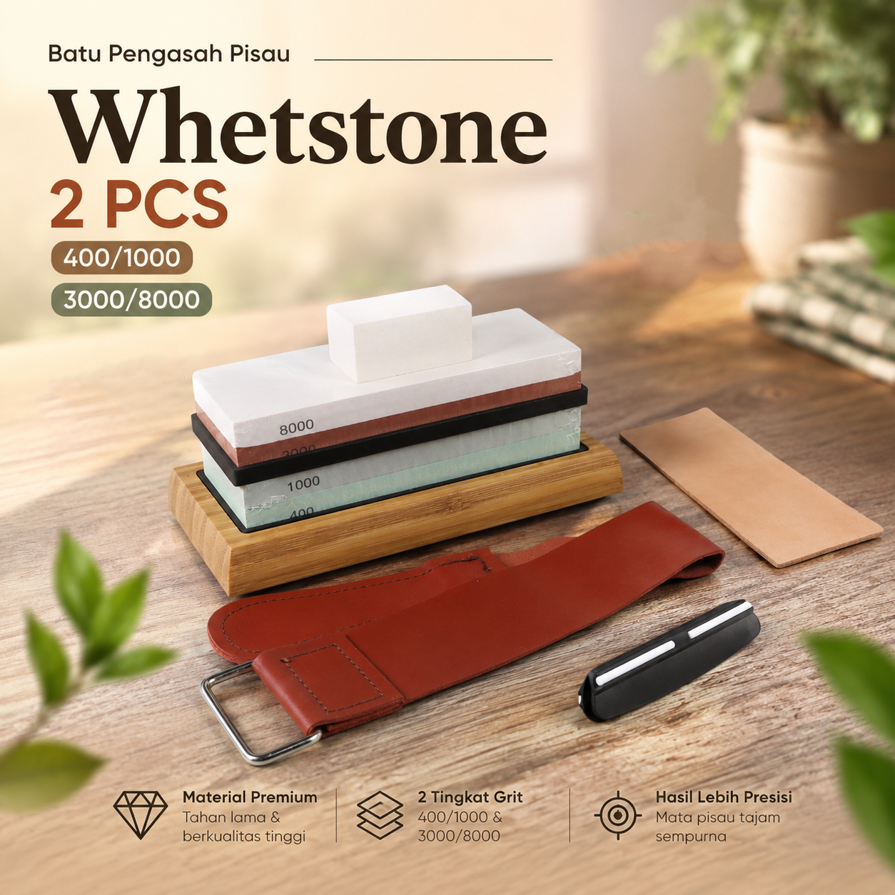 Chefic Batu Pengasah Pisau Whetstone Sharpener 400/1000 3000/8000 2PCS - CF380 Gambar produk Chefic Batu Pengasah Pisau Whetstone Sharpener 400/1000 3000/8000 2PCS - CF380 - Utama