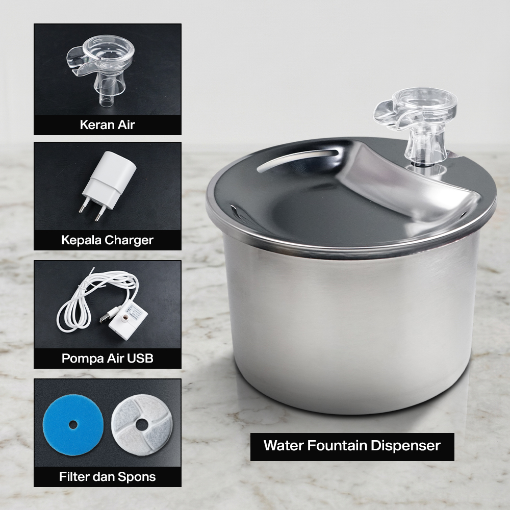 AONISE Water Dispenser Fountain Tempat Air Minum Kucing Anjing 2L - FT333 Gambar produk AONISE Water Dispenser Fountain Tempat Air Minum Kucing Anjing 2L - FT333 - 8
