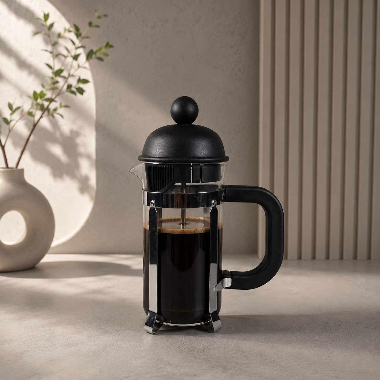 VIGOR French Press Coffee Maker Pot Plunger Borosilicate Glass 350ml - FS35 Gambar produk VIGOR French Press Coffee Maker Pot Plunger Borosilicate Glass 350ml - FS35 - 1