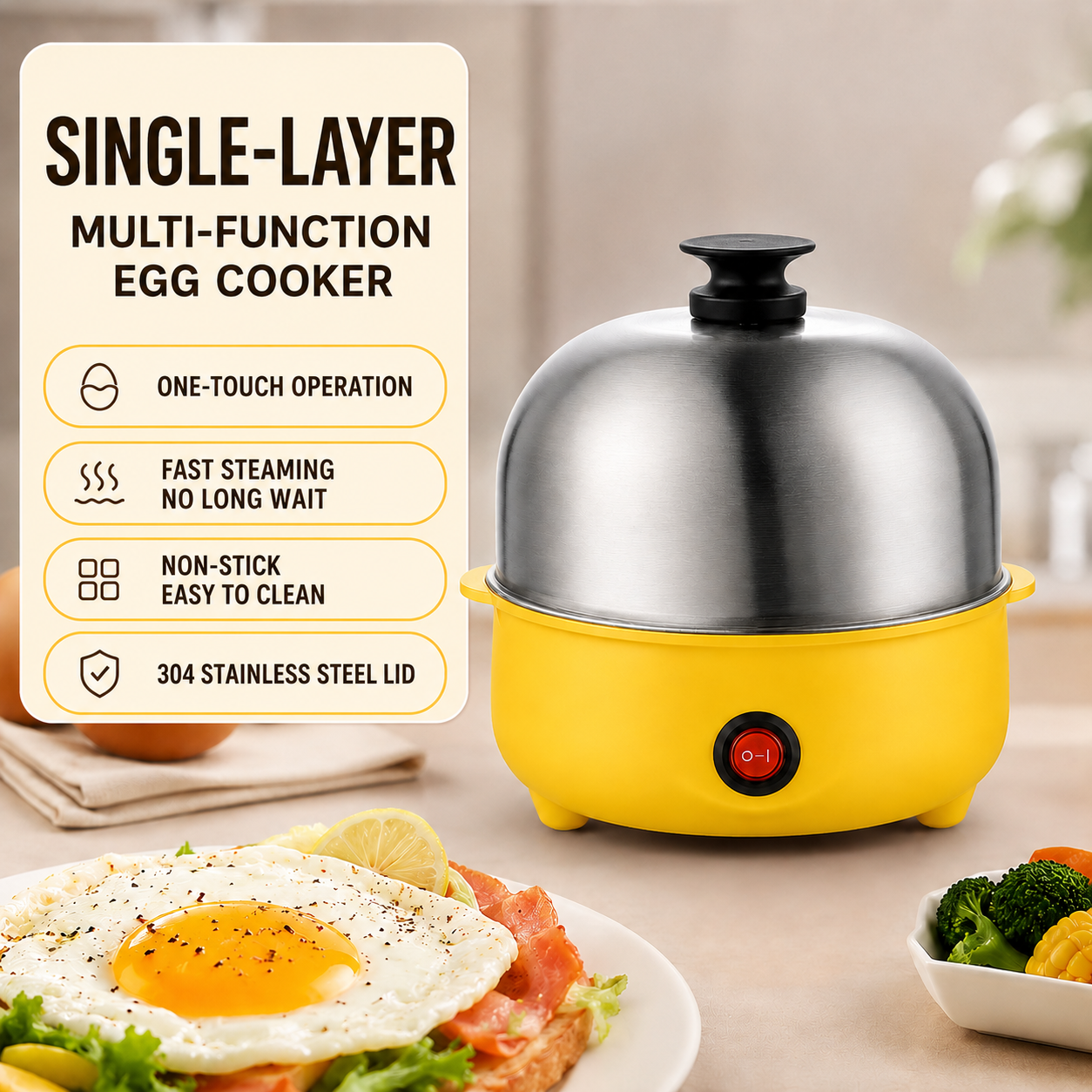 TaffHOME Alat Rebus Telur Listrik 6 Butir Egg Steamer Boiler - YS-110 Gambar produk TaffHOME Alat Rebus Telur Listrik 6 Butir Egg Steamer Boiler - YS-110 - Utama