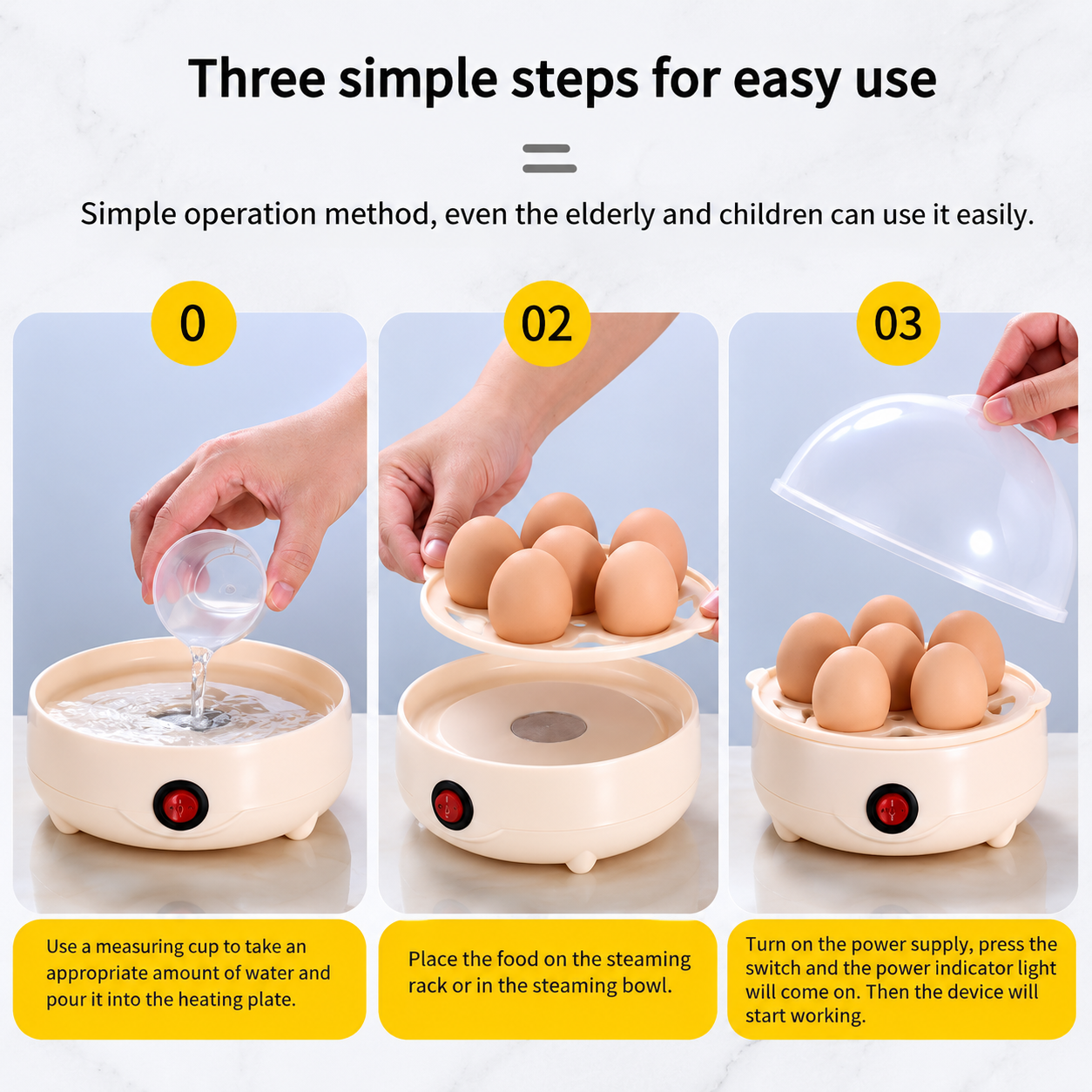 TaffHOME Alat Rebus Telur 6 Butir Egg Steamer Boiler Single Layer - HFR-02 Gambar produk TaffHOME Alat Rebus Telur 6 Butir Egg Steamer Boiler Single Layer - HFR-02 - 4