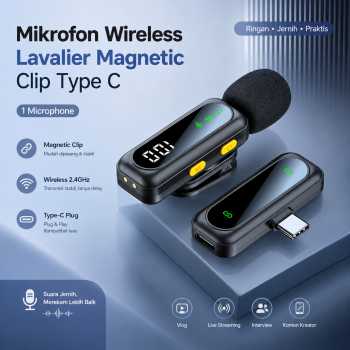GEVBAY Mikrofon Wireless Lavalier Microphone Magnetic Clip Type C - J21