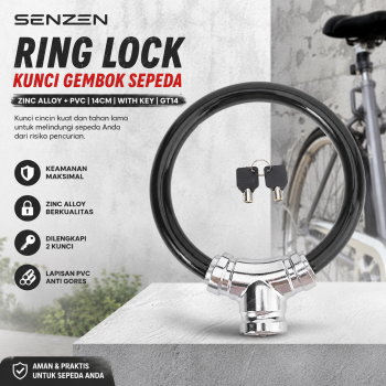 Gambar produk Senzen Kunci Gembok Sepeda Ring Lock Zinc Alloy PVC 14cm with Key - GT14