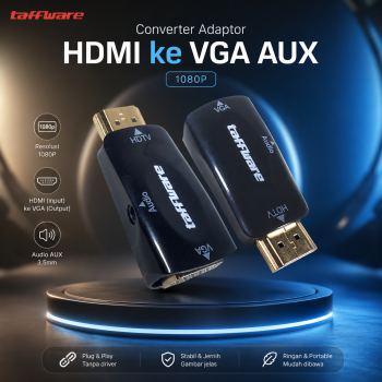 Gambar produk Taffware Converter Adaptor HDMI ke VGA dan AUX 1080P Proyektor Monitor - S-PC-0389