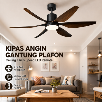 SOVE Kipas Angin Gantung Plafon Ceiling Fan 6 Speed LED Remote 54 Inch - DY-588