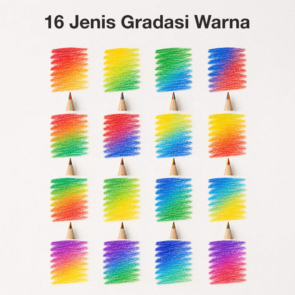 Gambar produk WEBOW Pensil Warna Rainbow Color Pencils Drawing Painting 16 PCS/Set - XP004 - 2