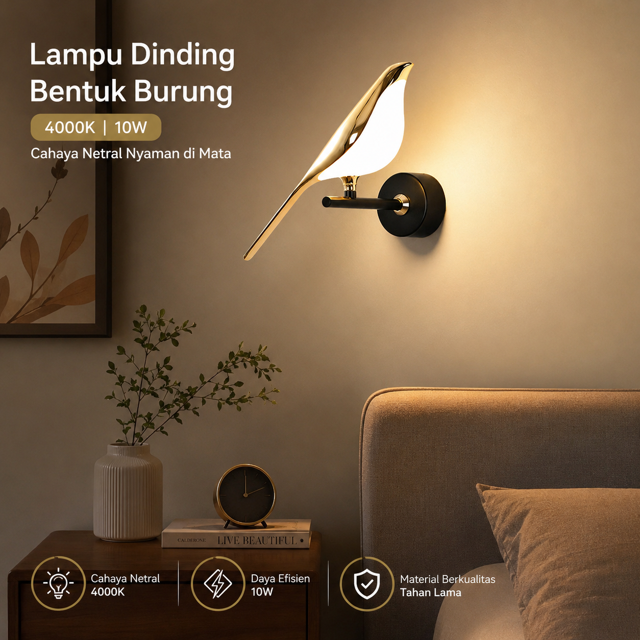 BVLAMSSI Lampu Dinding Hias Indoor Bentuk Burung Wall Light 4000K 10W - WL-222 Gambar produk BVLAMSSI Lampu Dinding Hias Indoor Bentuk Burung Wall Light 4000K 10W - WL-222 - Utama