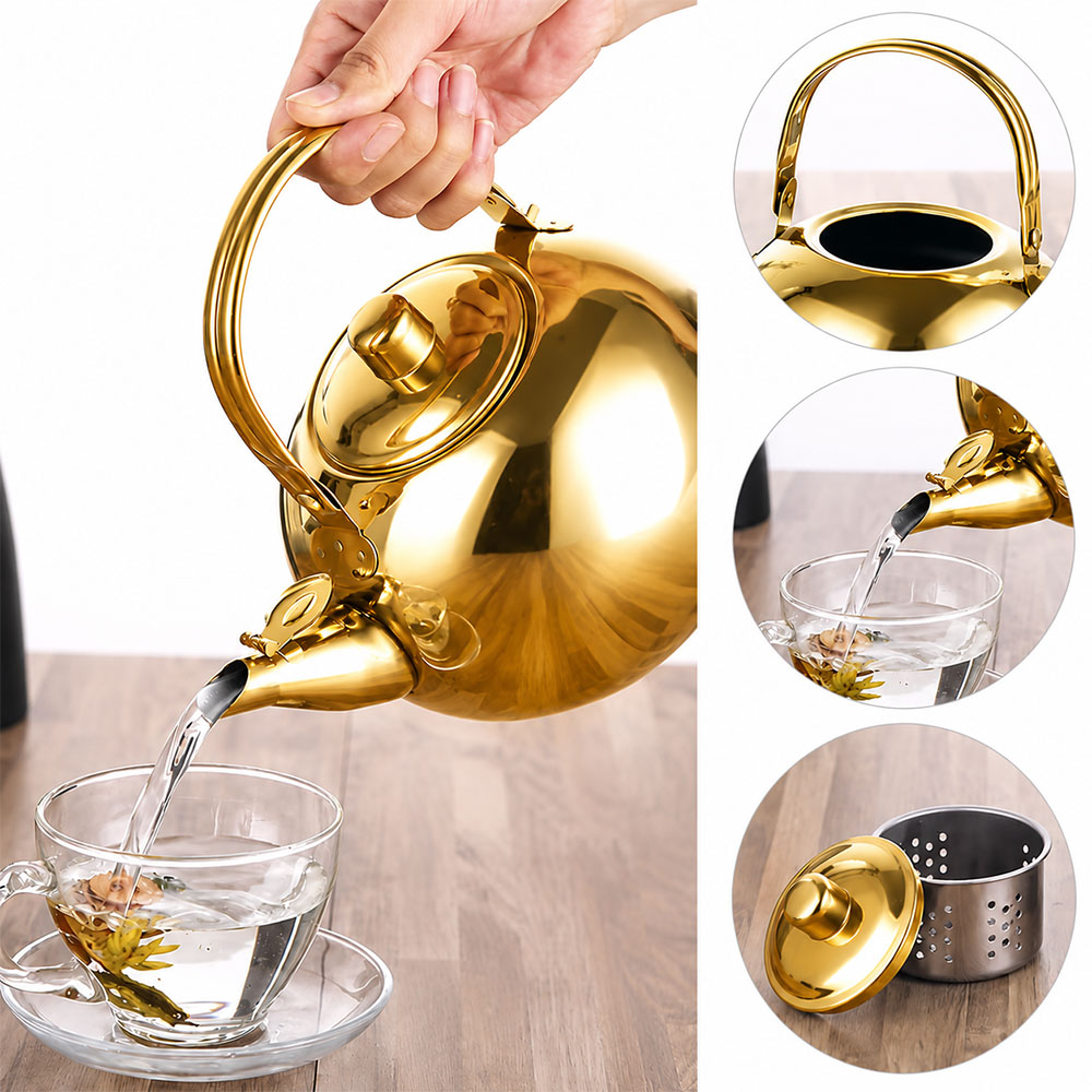 SIANKO Teko Stainless Bulat Saringan Teh Water Kettle Teapot 2L - HS4060 Gambar produk SIANKO Teko Stainless Bulat Saringan Teh Water Kettle Teapot 2L - HS4060 - 2