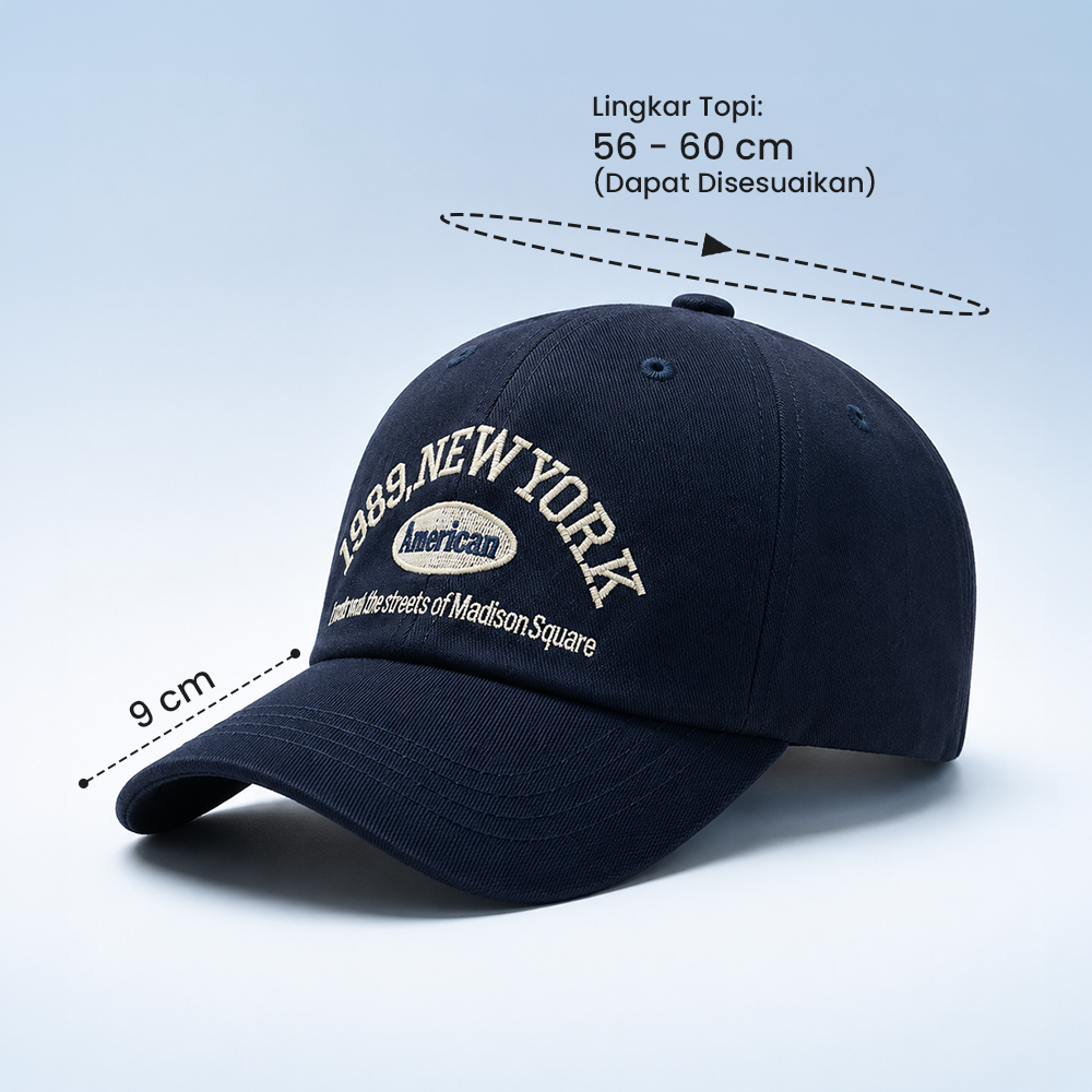 MUJE Topi Baseball Cap Bordir Adjustable 1989 New York - F220 Gambar produk MUJE Topi Baseball Cap Bordir Adjustable 1989 New York - F220 - 7