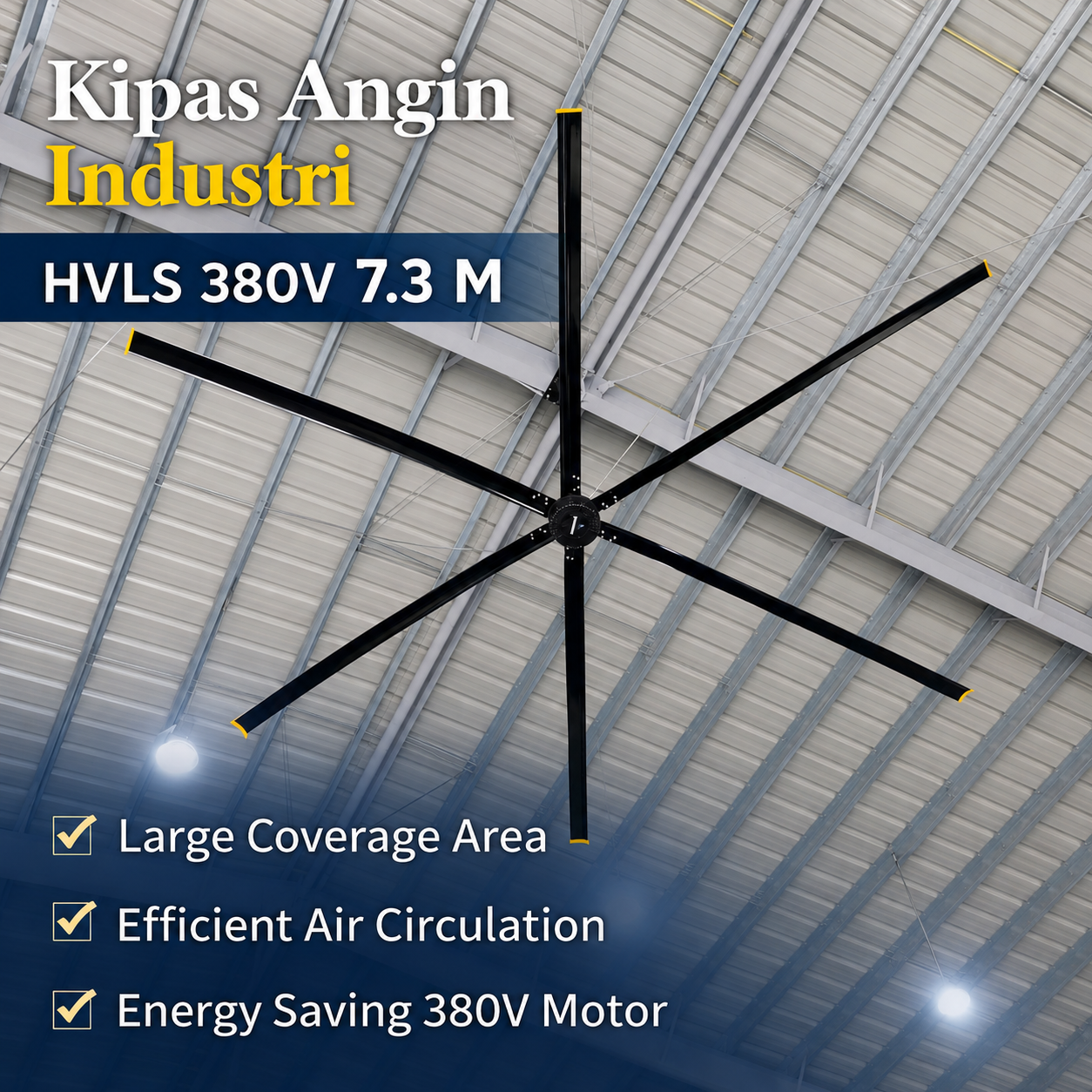 SOVE Titan Kipas Angin Gantung Plafon Industrial Fan HVLS 380V 7.3M - F38 Gambar produk SOVE Titan Kipas Angin Gantung Plafon Industrial Fan HVLS 380V 7.3M - F38 - Utama