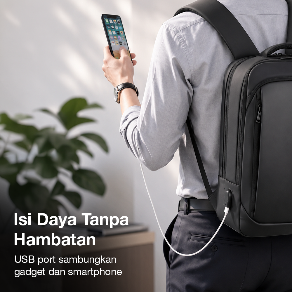 VORMOR Tas Ransel Laptop Backpack USB Charging - KC01 Gambar produk VORMOR Tas Ransel Laptop Backpack USB Charging - KC01 - 4
