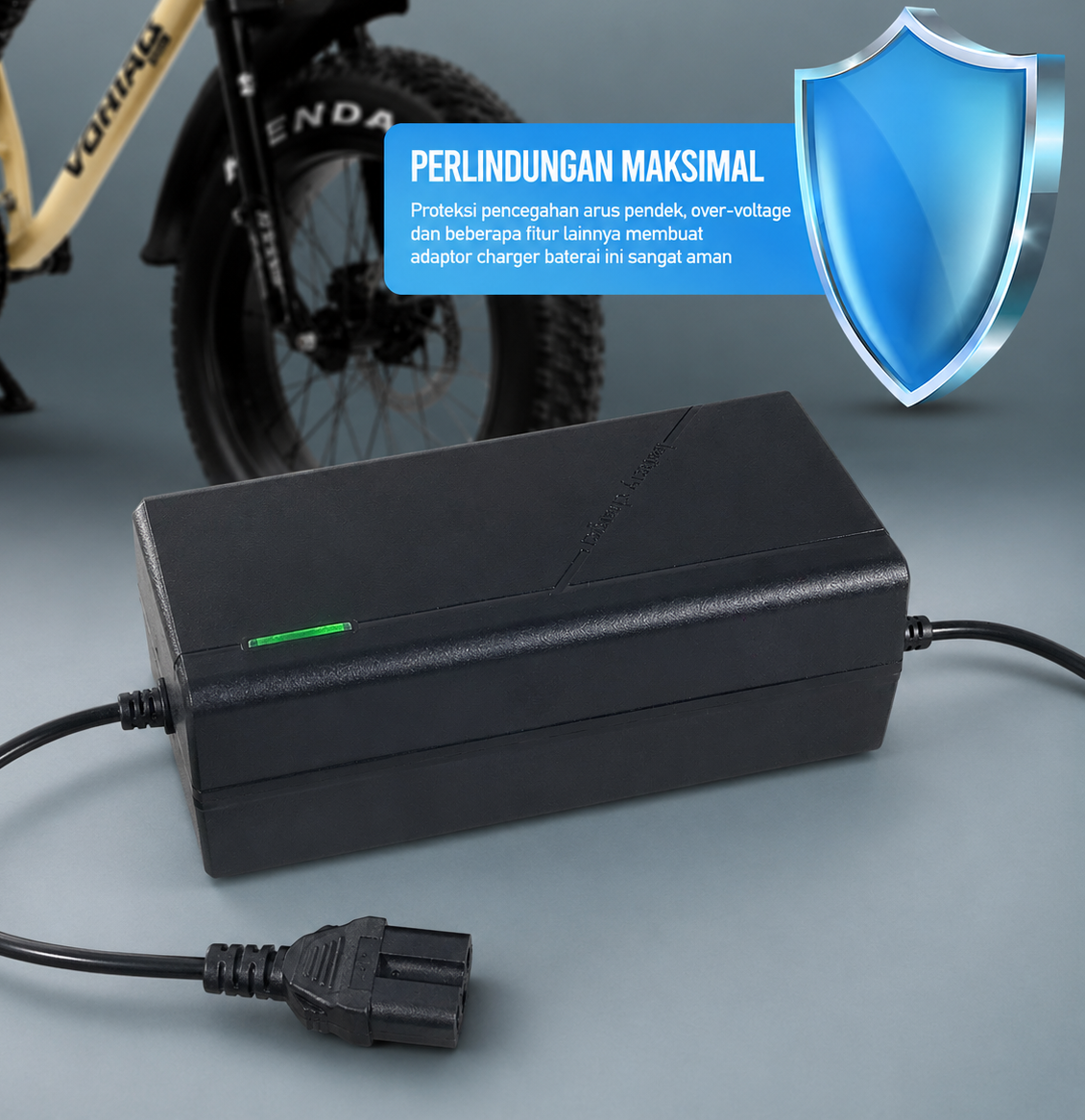 Gambar produk OTOHEROES Adaptor Charger Baterai Skuter IEC C13 Sepeda Listrik 48-59V - 48V20AH - 3