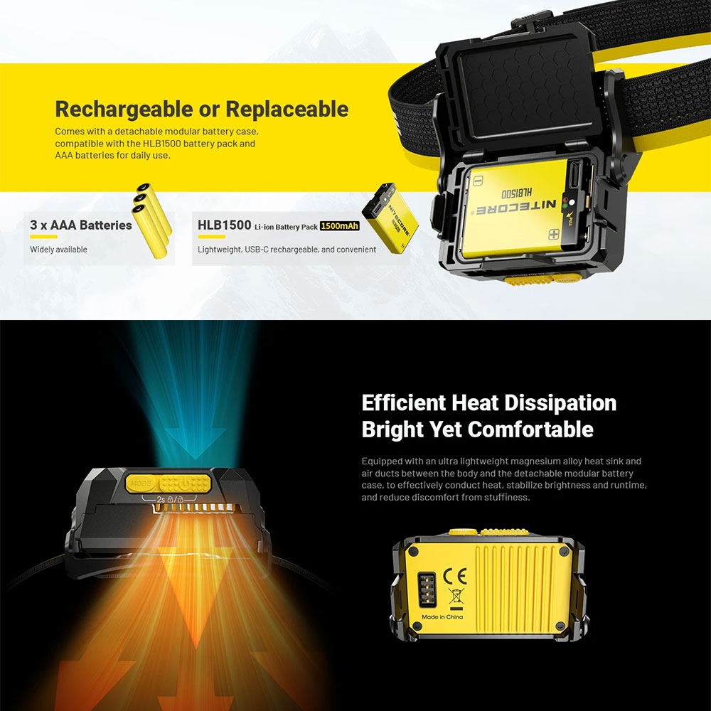 NITECORE Senter Kepala Headlamp LED MCT UHE 3 Color IPX8 1200 Lumens - HA29 UHE Gambar produk NITECORE Senter Kepala Headlamp LED MCT UHE 3 Color IPX8 1200 Lumens - HA29 UHE - 5