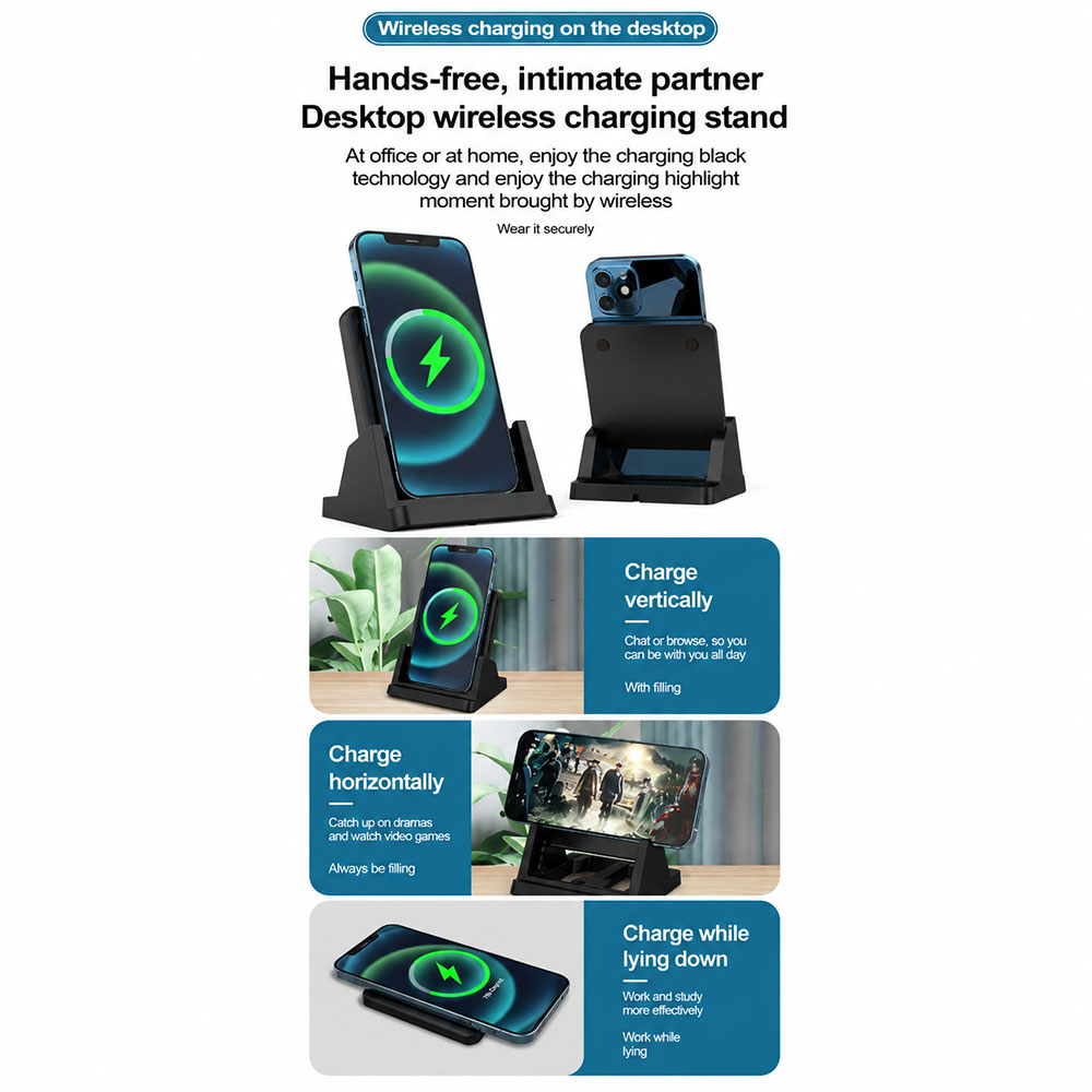 VIKE 3in1 Magnetic Wireless Charger Stand Holder Fast Charging 15 W - WLX-X10 Gambar produk VIKE 3in1 Magnetic Wireless Charger Stand Holder Fast Charging 15 W - WLX-X10 - 3