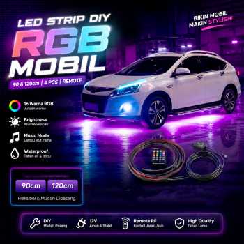 JIAMEN Lampu LED Strip DIY RGB Mobil 90 dan 120cm 4 PCS with Remote - JIA4