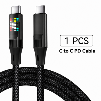 Gambar produk XCC Kabel Charger USB Type C Braided Nylon Fast Charge RGB 240W 6A 1M USB Type C to C - X-1M - 1