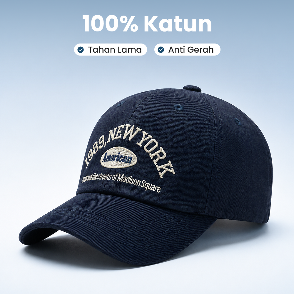 MUJE Topi Baseball Cap Bordir Adjustable 1989 New York - F220 Gambar produk MUJE Topi Baseball Cap Bordir Adjustable 1989 New York - F220 - 2