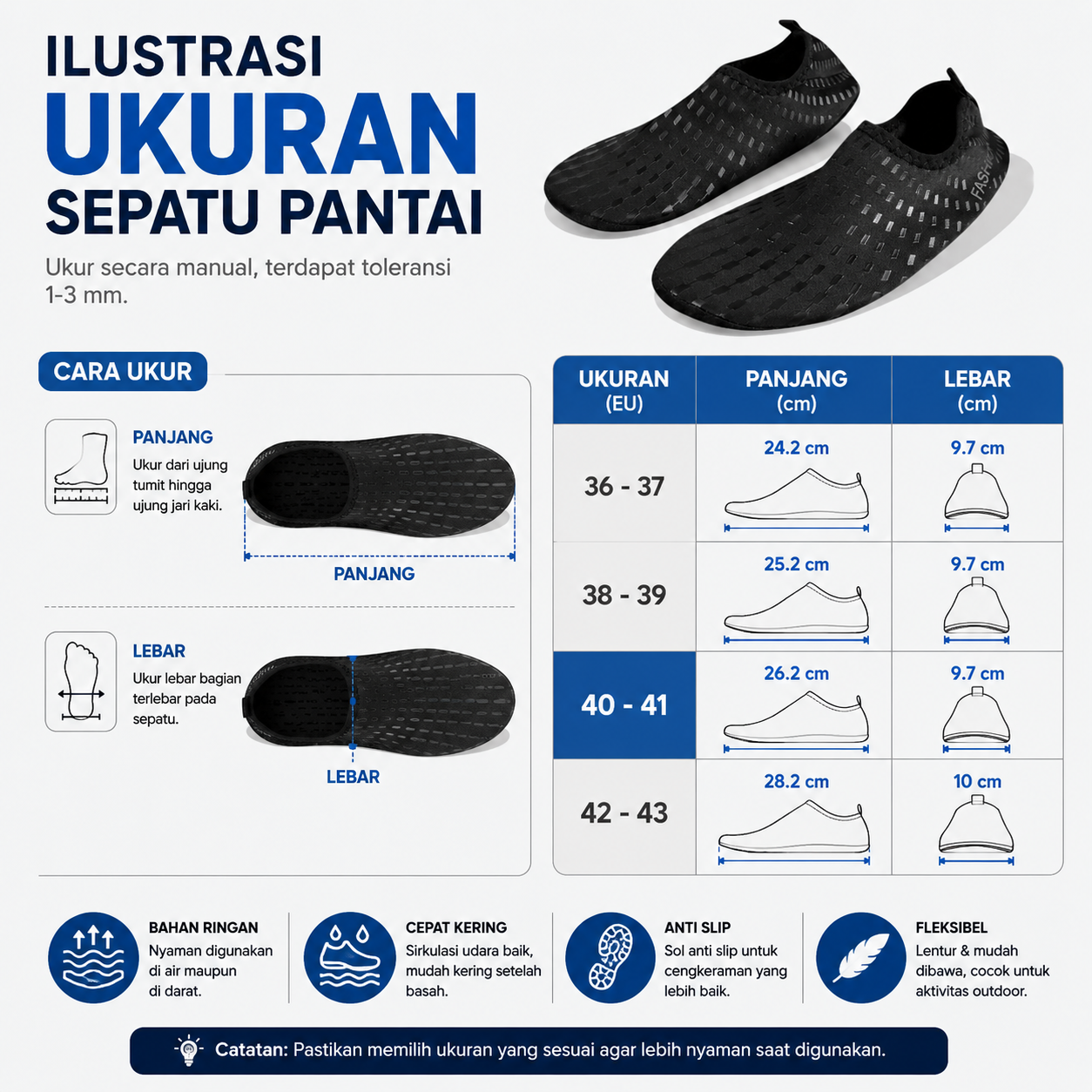 Snewvie Sepatu Pantai Yoga Fitness Barefoot Aqua Shoes Water Sports 36-37 - KK01 Gambar produk Snewvie Sepatu Pantai Yoga Fitness Barefoot Aqua Shoes Water Sports 36-37 - KK01 - 8