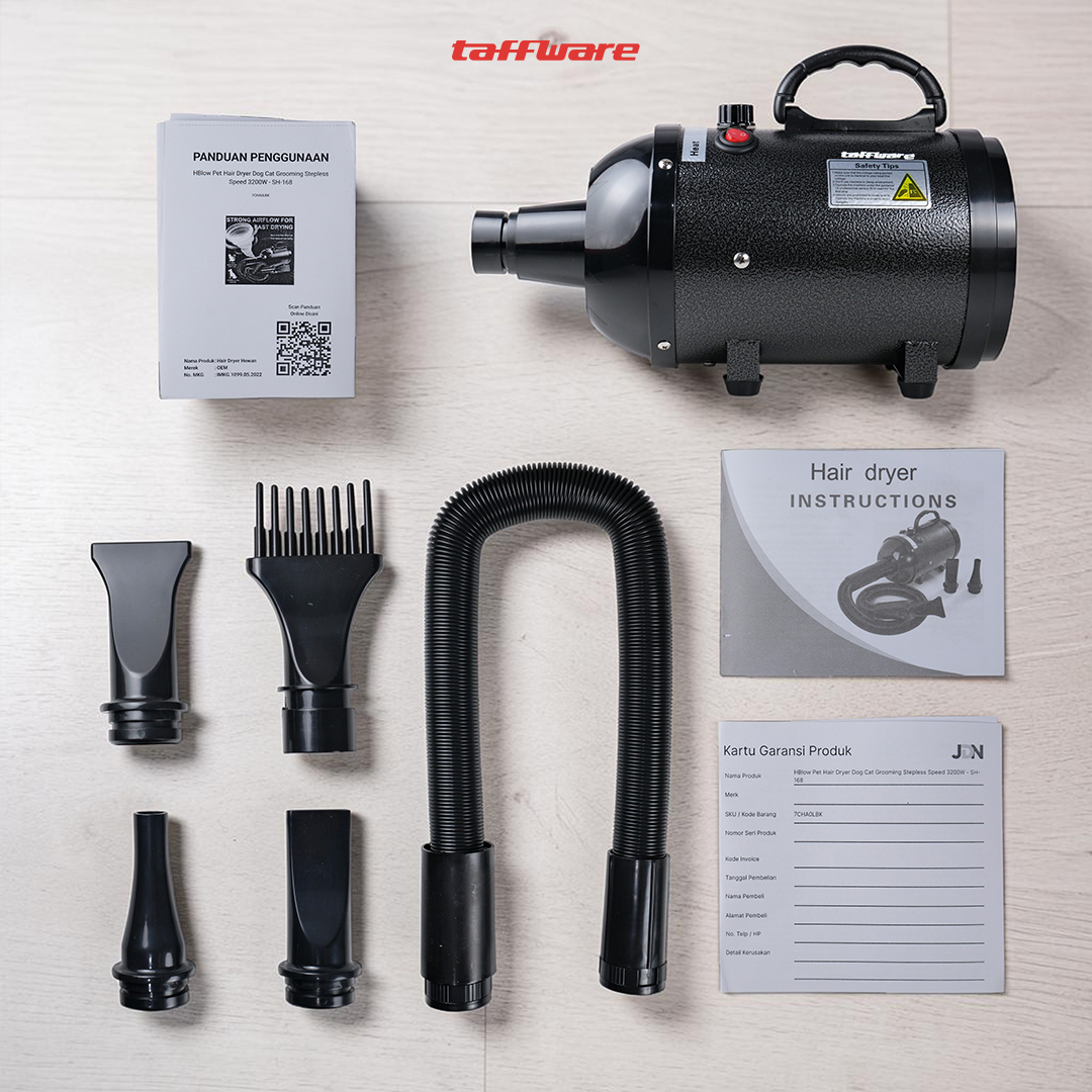 Taffware Pet Hair Dryer Dog Cat Grooming Stepless Speed 2100W - SH-168 Gambar produk Taffware Pet Hair Dryer Dog Cat Grooming Stepless Speed 2100W - SH-168 - 8