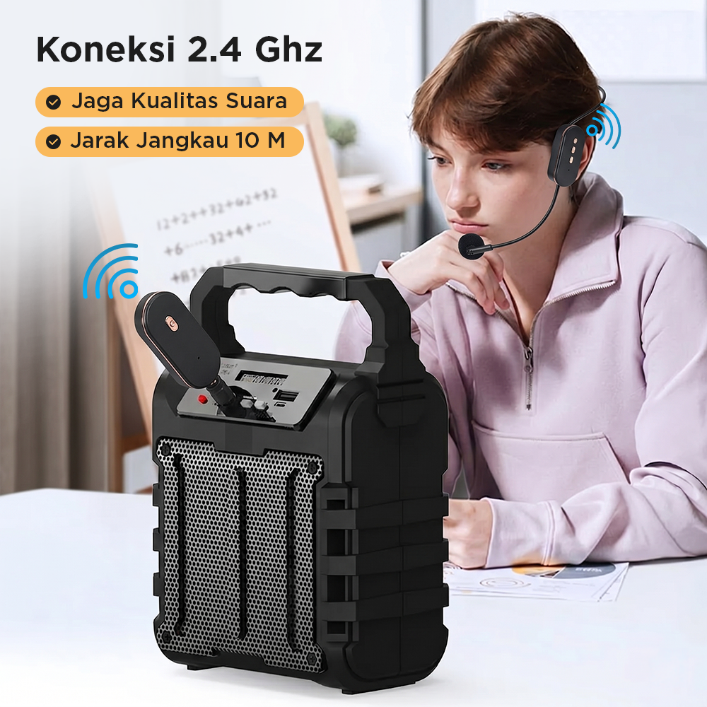 CLOVEY Wireless Lavalier Lapel Microphone 6.35mm Adapter 2.4GHz 2 Mic - SI09 Gambar produk CLOVEY Wireless Lavalier Lapel Microphone 6.35mm Adapter 2.4GHz 2 Mic - SI09 - 2
