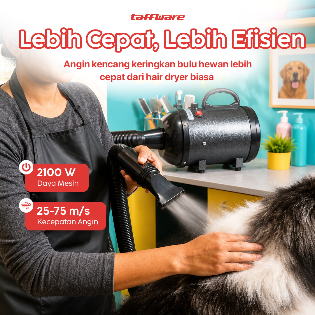 Taffware Pet Hair Dryer Dog Cat Grooming Stepless Speed 2100W - SH-168 Gambar produk Taffware Pet Hair Dryer Dog Cat Grooming Stepless Speed 2100W - SH-168 - 1