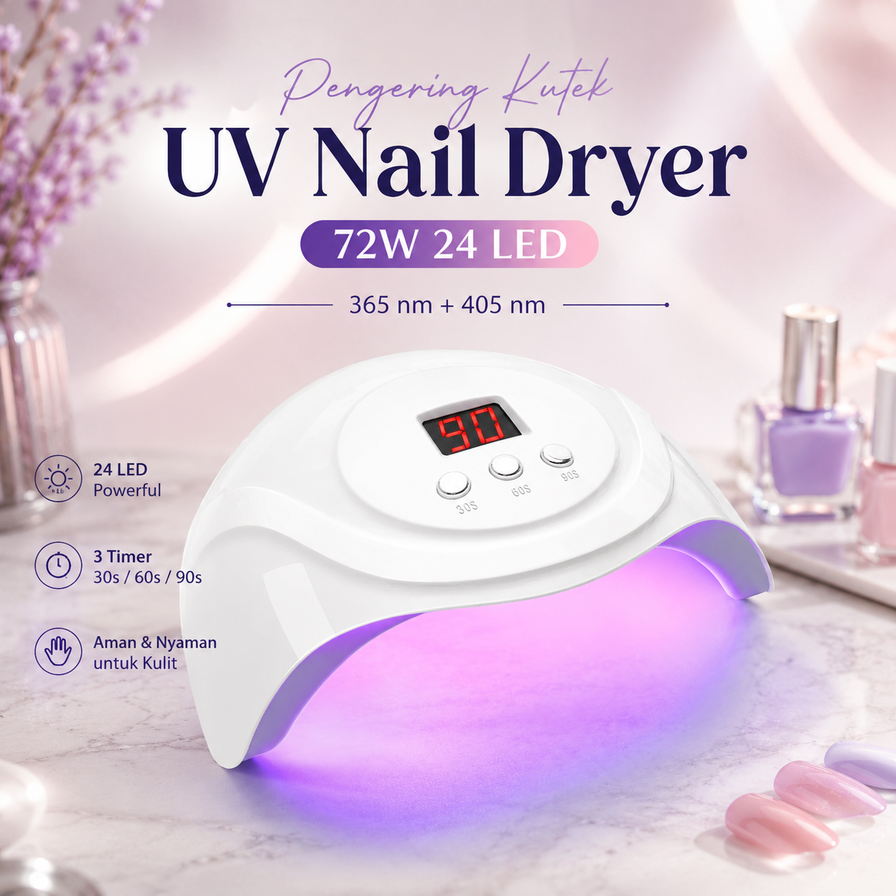 SUN Pengering Kutek UV Lamp Nail Dryer Sensor LCD USB 72W 24 LED - S3 Gambar produk SUN Pengering Kutek UV Lamp Nail Dryer Sensor LCD USB 72W 24 LED - S3 - Utama