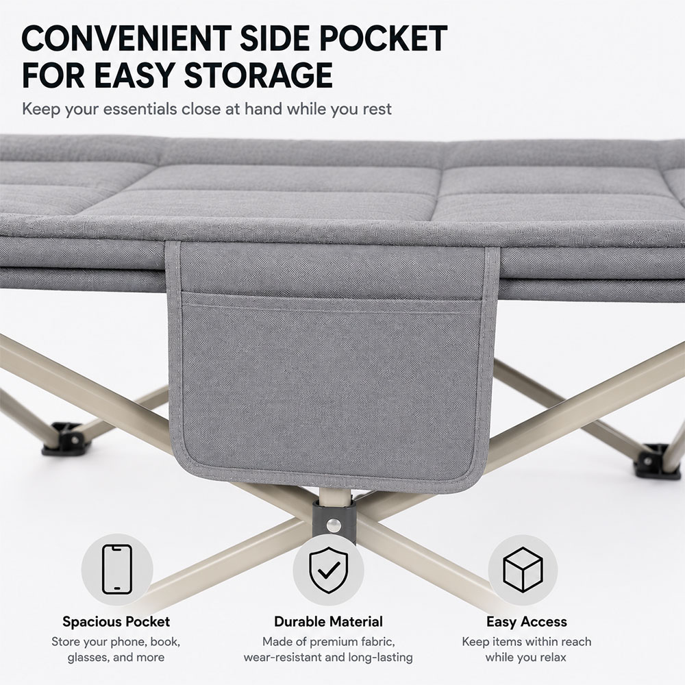 REDCAMP Ranjang Lipat Kursi Malas Velved Portable Folding Escort Bed - NG10 Gambar produk REDCAMP Ranjang Lipat Kursi Malas Velved Portable Folding Escort Bed - NG10 - 4