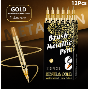 GuangNa Spidol Permanen Metallic Marker Brush Pen Water Based 12 PCS - H561