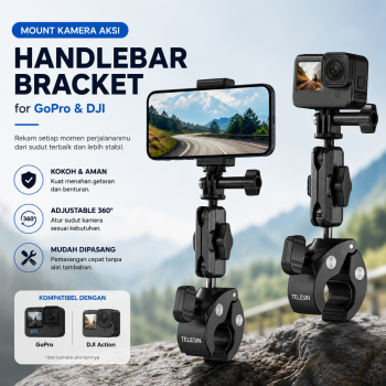 Gambar produk TELESIN Mount Kamera Aksi Handlebar Bracket Plastik for GoPro DJI - GP-HBM-003