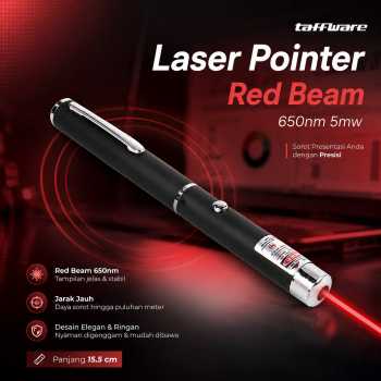 Gambar produk Taffware Laser Pointer Pen Presentasi High Power Baterai AAA 5mw Beam Merah - ZY0001