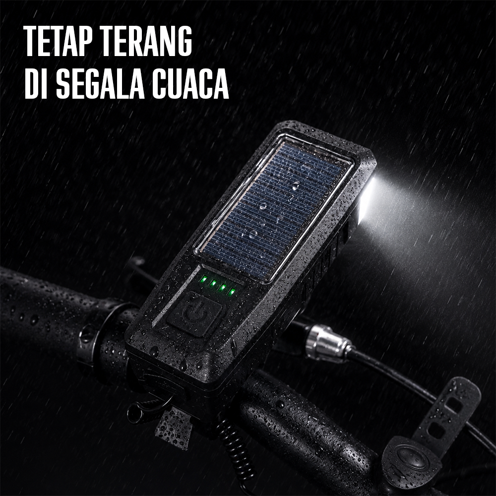 YAJIAPLUS Lampu Depan Sepeda LED Waterproof Solar Charging 350 Lumens - LY-17 Gambar produk YAJIAPLUS Lampu Depan Sepeda LED Waterproof Solar Charging 350 Lumens - LY-17 - 5