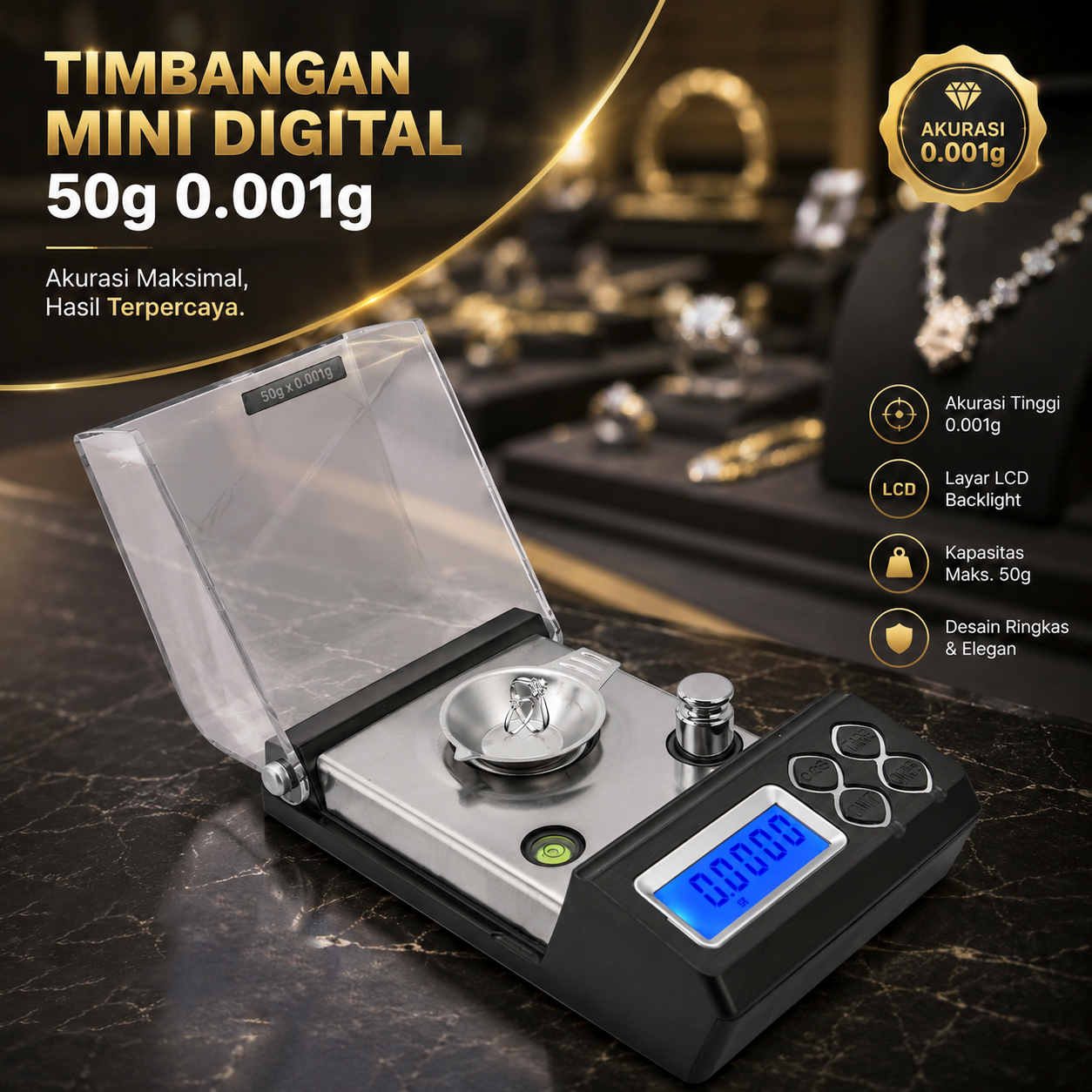 Kinopi Timbangan Emas Mini Digital Multifungsi 50g 0.001g - CT-33 Gambar produk Kinopi Timbangan Emas Mini Digital Multifungsi 50g 0.001g - CT-33 - Utama