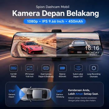Gambar produk Jansite Dashcam Mobil Spion Depan Belakang Dual Camera DVR 1080p - T29S