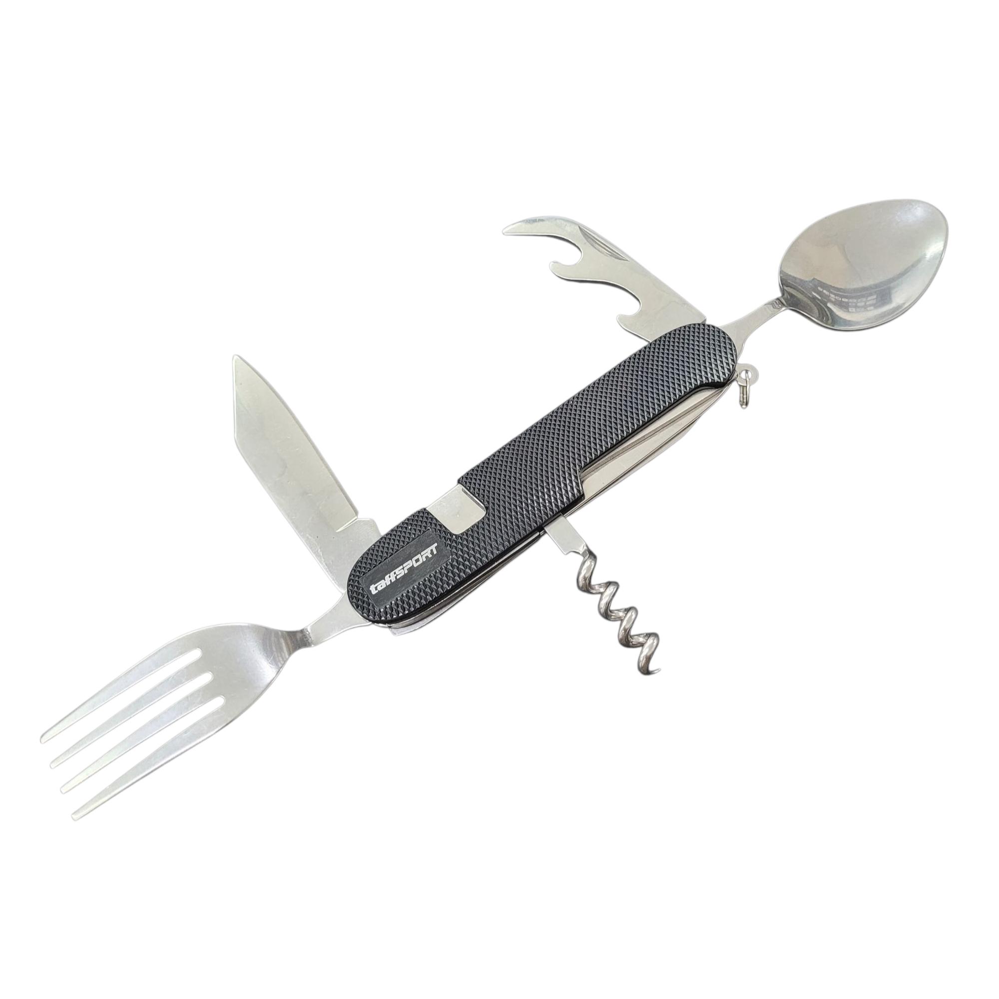 TaffSPORT Sendok Garpu Pisau Swiss Camping Tools Pocket Knife EDC 5in1 - A008 Gambar produk TaffSPORT Sendok Garpu Pisau Swiss Camping Tools Pocket Knife EDC 5in1 - A008 - 2