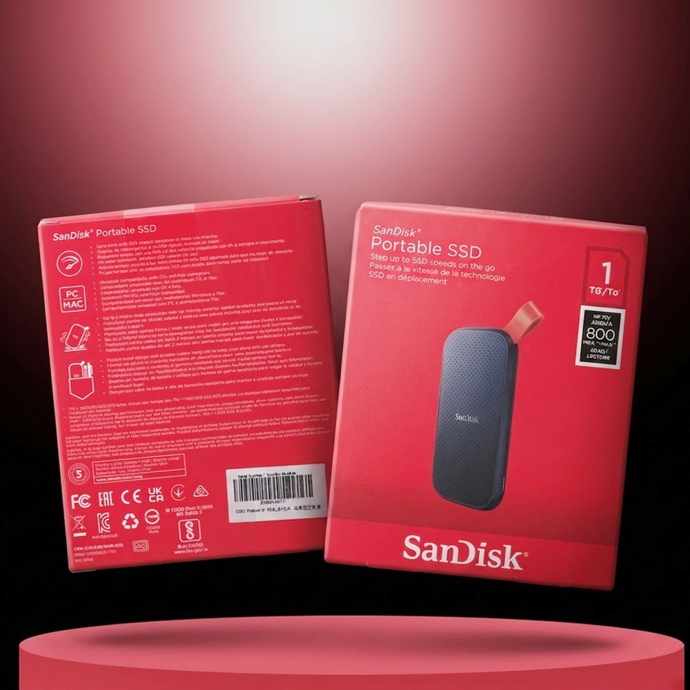 SanDisk Portable SSD 800MB/s USB 3.2 Gen 2 1TB - SDSSDE30-G26 Gambar produk SanDisk Portable SSD 800MB/s USB 3.2 Gen 2 1TB - SDSSDE30-G26 - Kemasan