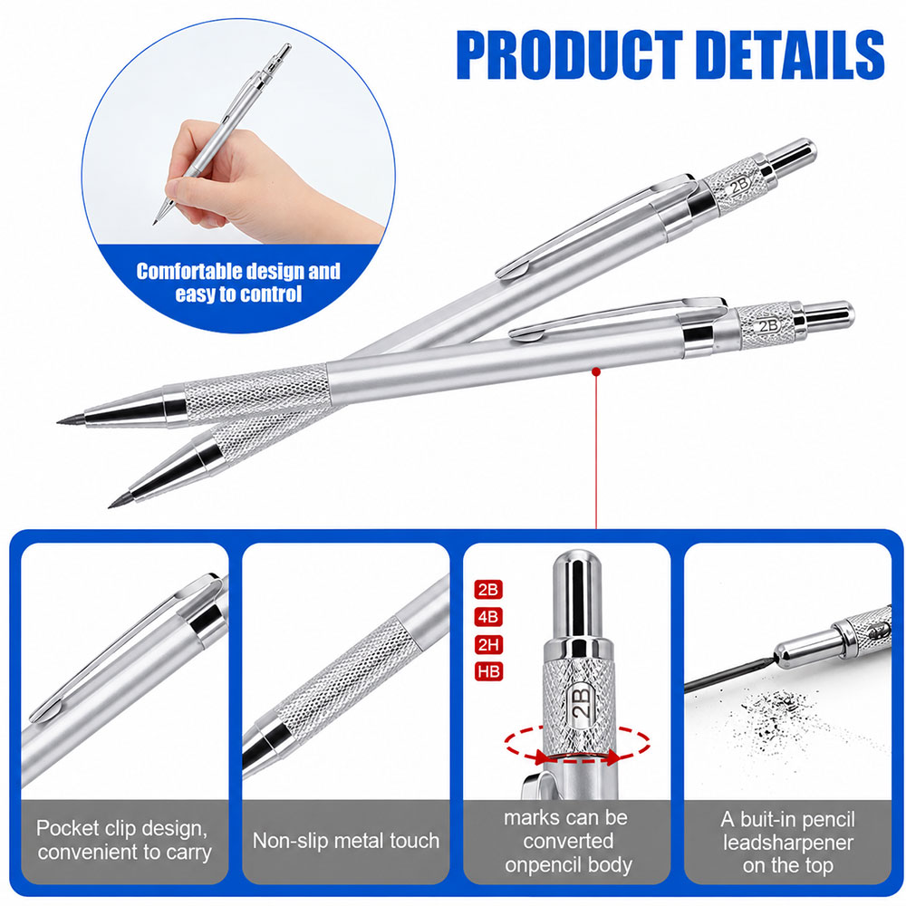 MROOFUL Pensil Mekanik Mechanical Pencil 2B 2mm Isi 12 - BL-625 Gambar produk MROOFUL Pensil Mekanik Mechanical Pencil 2B 2mm Isi 12 - BL-625 - 1