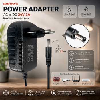 Gambar produk Taffware Adaptor Power Supply Converter AC to DC 24V 1A LED Strip - 2410