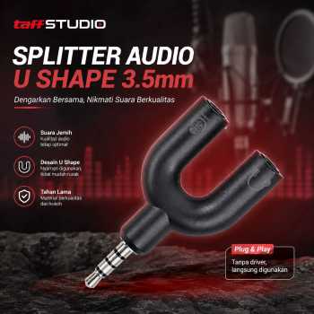 TaffSTUDIO Splitter Audio U Shape 3.5mm Headphone dan Mic Combo Jack - K0650