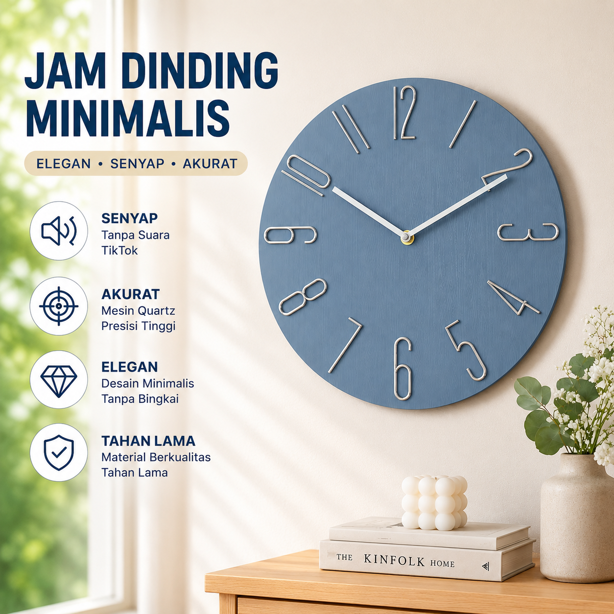 Mizhi Jam Dinding Bulat Quartz Frameless Wall Clock Round Shape 30.5cm - MF30 Gambar produk Mizhi Jam Dinding Bulat Quartz Frameless Wall Clock Round Shape 30.5cm - MF30 - Utama