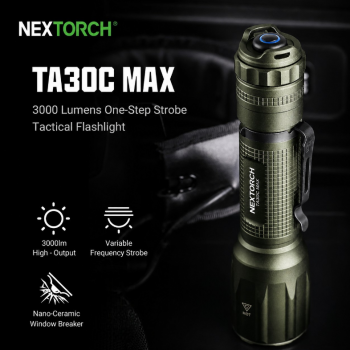 NEXTORCH Senter LED CREE XHP50D-HI Tactical IPX8 3000 Lumens - TA30C MAX - Army Green