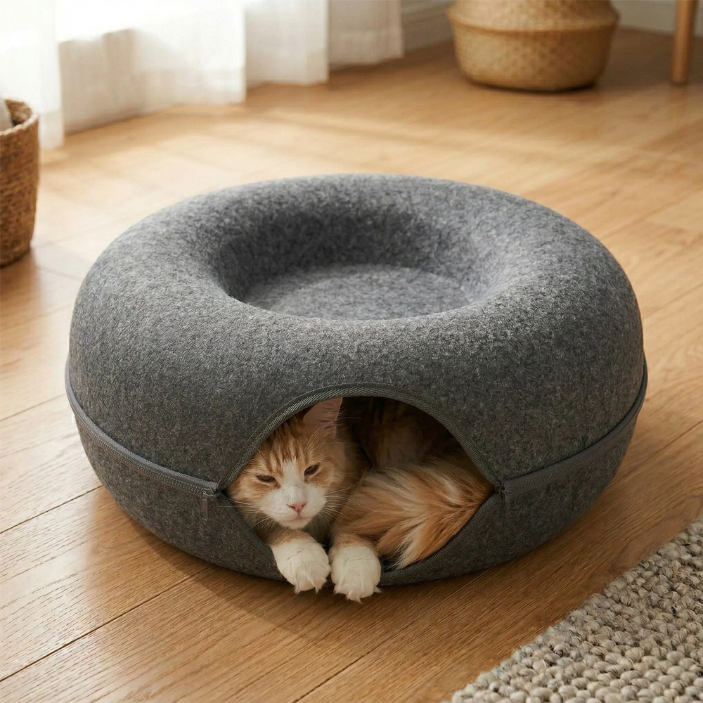 Quety Tempat Tidur Kucing Mainan Terowongan Cat Donut Tunnel Bed - Q60 Gambar produk Quety Tempat Tidur Kucing Mainan Terowongan Cat Donut Tunnel Bed - Q60 - 5