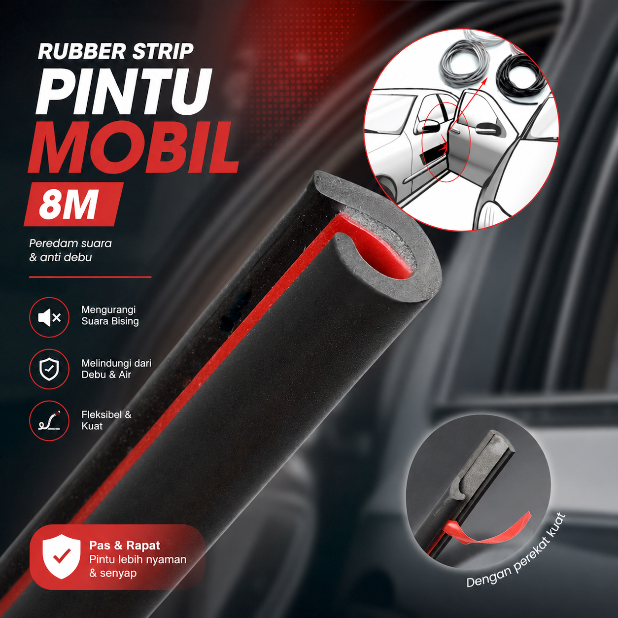 PAHNOS Rubber Strip Dekorasi Pintu Mobil Anti Collision 8M - QW770 Gambar produk PAHNOS Rubber Strip Dekorasi Pintu Mobil Anti Collision 8M - QW770 - Utama