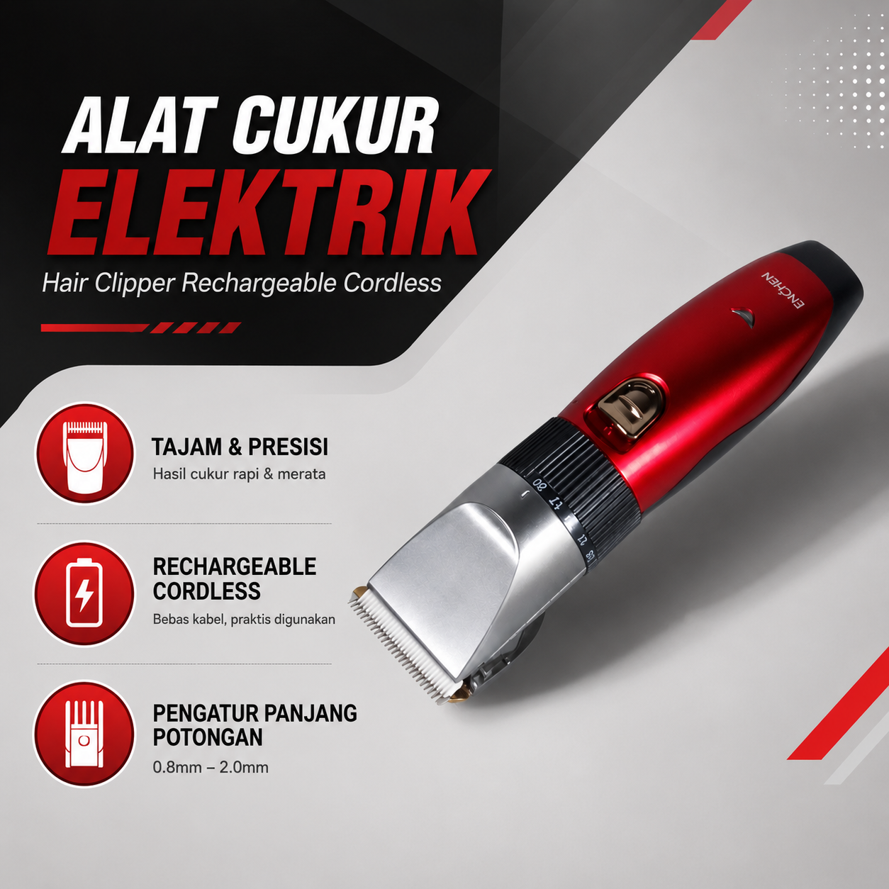 ENCHEN Alat Cukur Elektrik Hair Clipper Trimmer Ceramic Rechargerable - Sharp-R Gambar produk ENCHEN Alat Cukur Elektrik Hair Clipper Trimmer Ceramic Rechargerable - Sharp-R - Utama